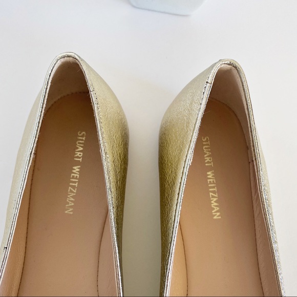 •STUART WEITZMAN• Gabby Gold Leather Ballet Flats - Picture 11 of 16